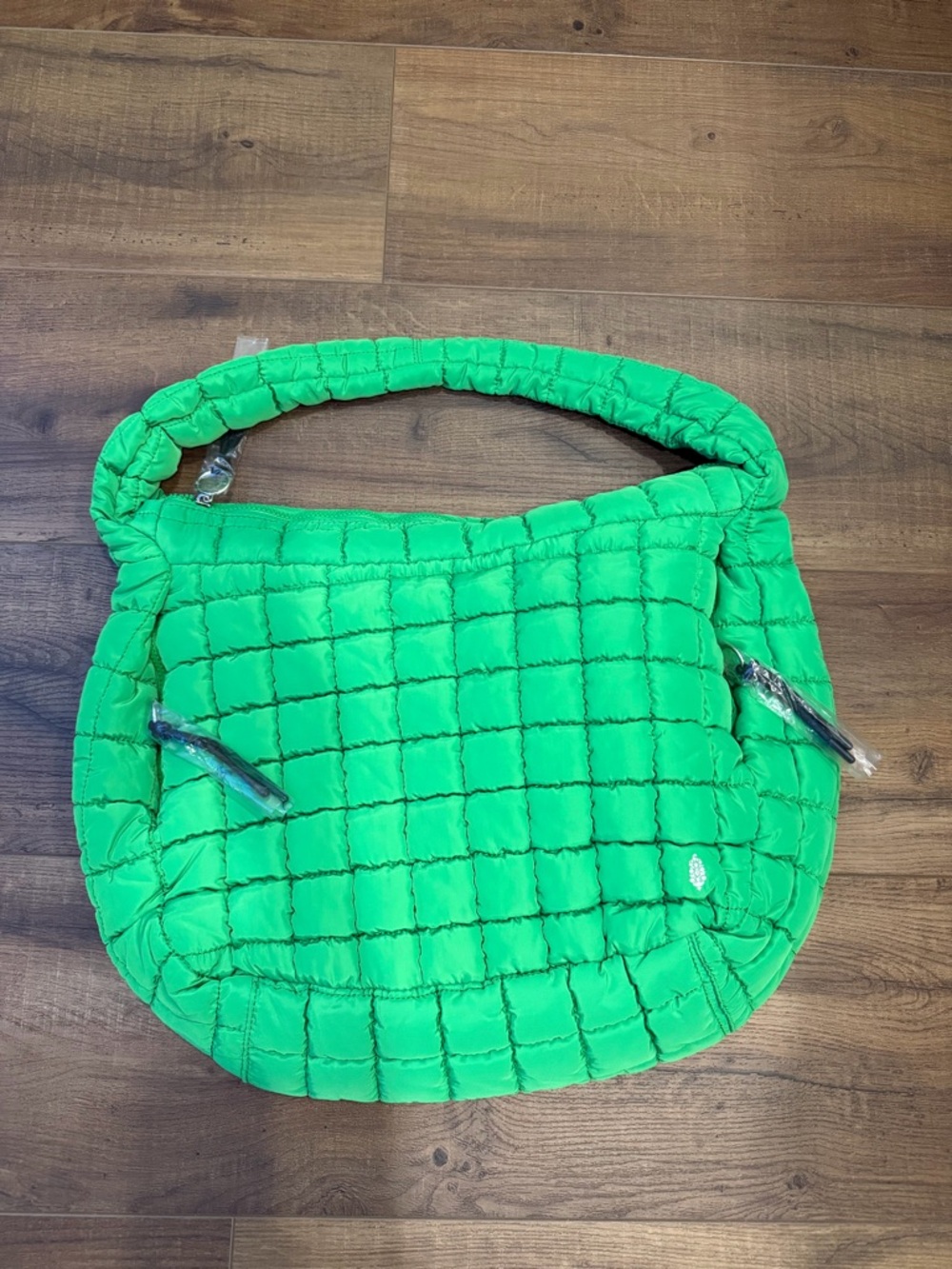 Free People Quilted Puffer Shoulder Bag in Kelly Green